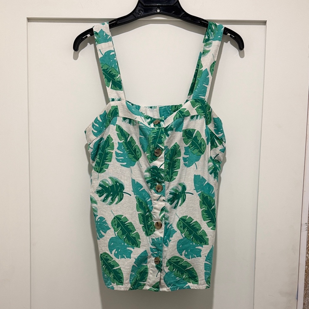 J.Crew Tropical Leaf Print Women's Top
